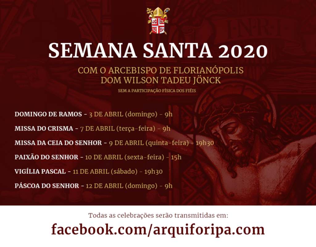 Semana Santa 2020 terá transmissão ao vivo pela internet